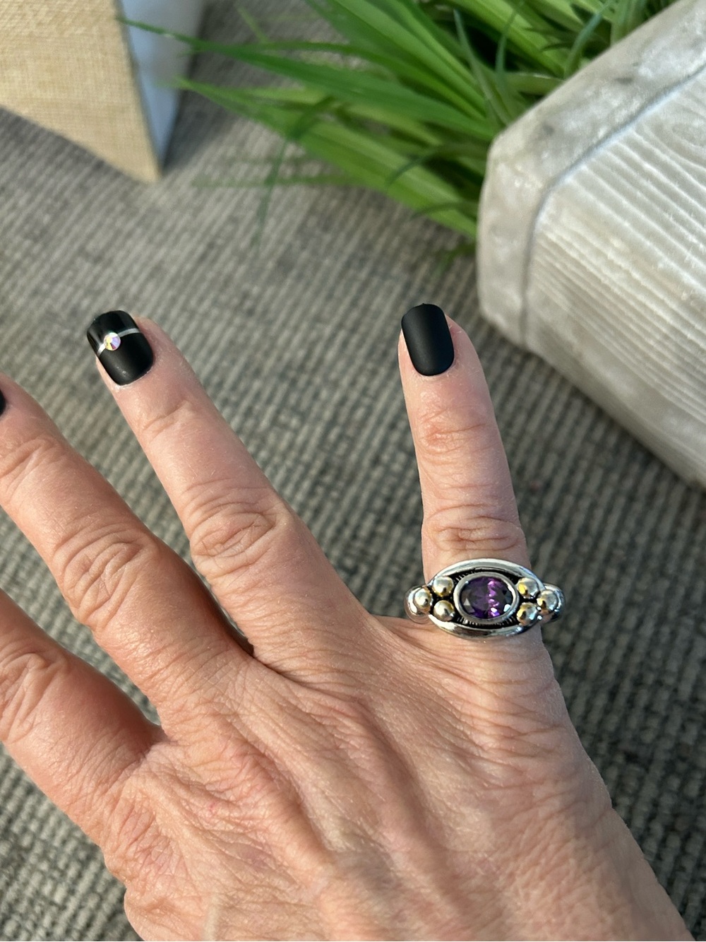 Silver Amethyst statement Ring size 6 - 6.5 - Picture 2 of 11